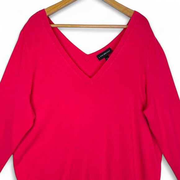 Lane Bryant Women's Long Sleeve V-Neck Sweater Size 18/20 Hot Pink Plus Size - Picture 2 of 8